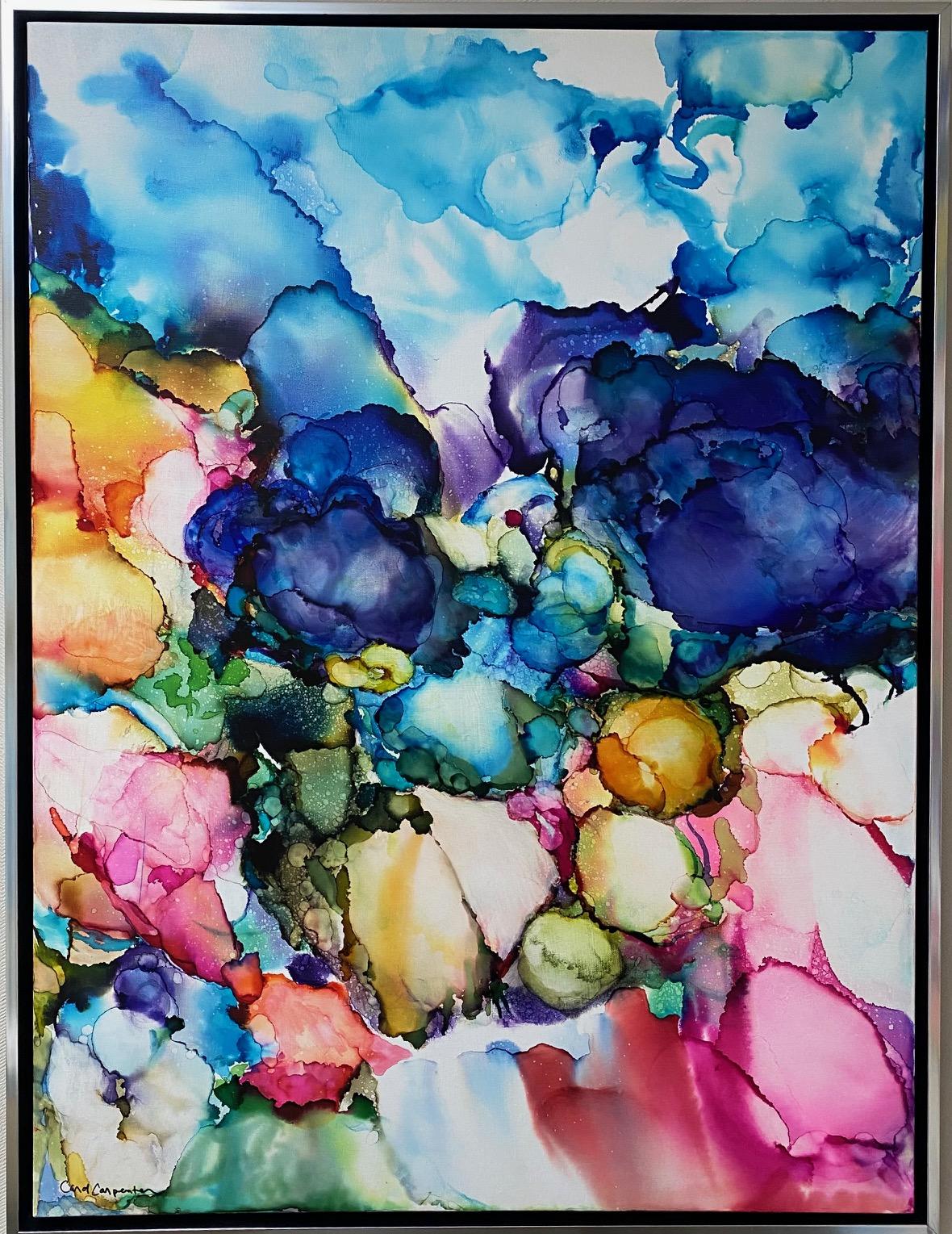 Carol Carpenter Abstract Painting – Landmarke, originale abstrakte expressionistische Blumenlandschaft im Format 40x30