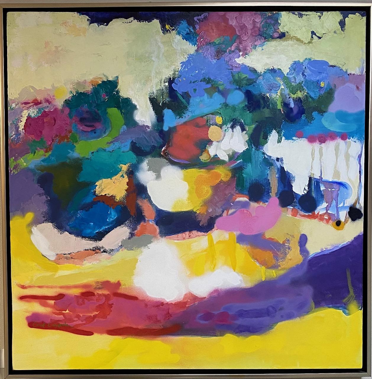 Carol Carpenter Landscape Painting – River Walk, original 36x36 abstract expressionist landscape