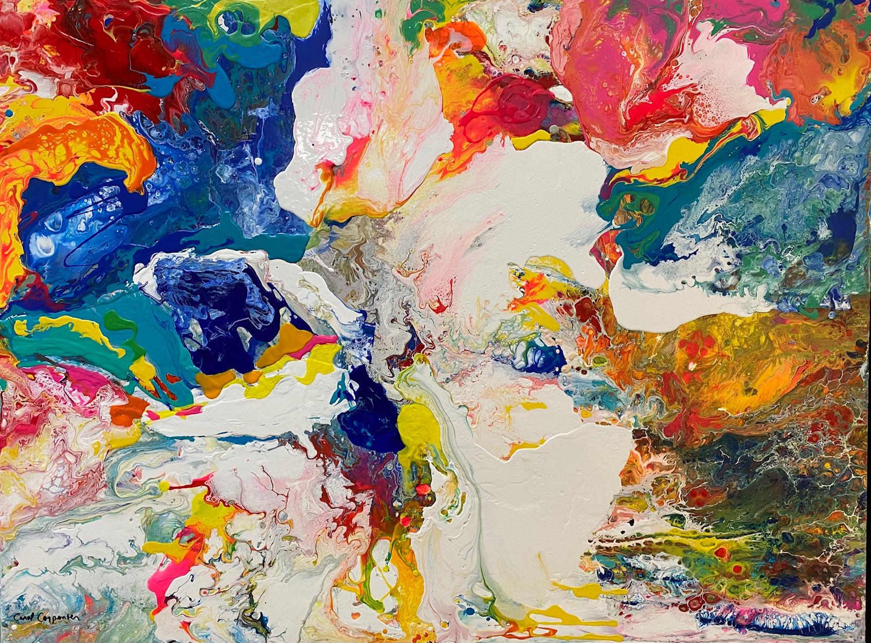 Tropical Depression, original 30x40 abstract expressionist acrylic painting - Painting by Carol Carpenter