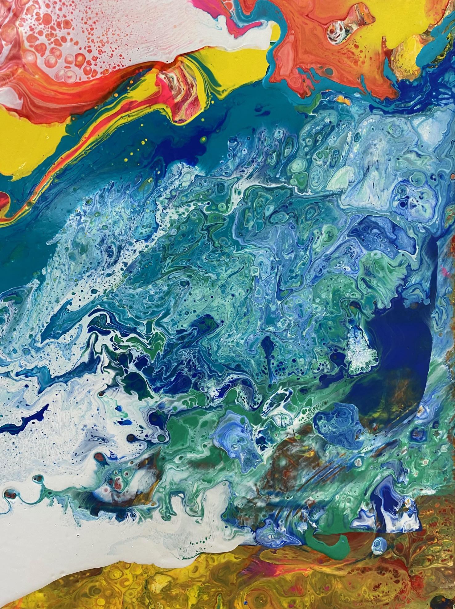 Tropical Depression, original 30x40 abstract expressionist acrylic painting - Abstract Expressionist Painting by Carol Carpenter