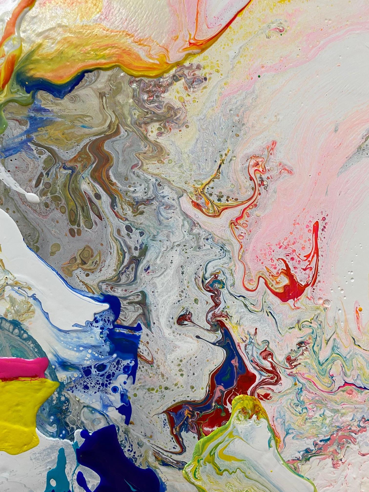 Tropical Depression, original 30x40 abstract expressionist acrylic painting - Beige Abstract Painting by Carol Carpenter