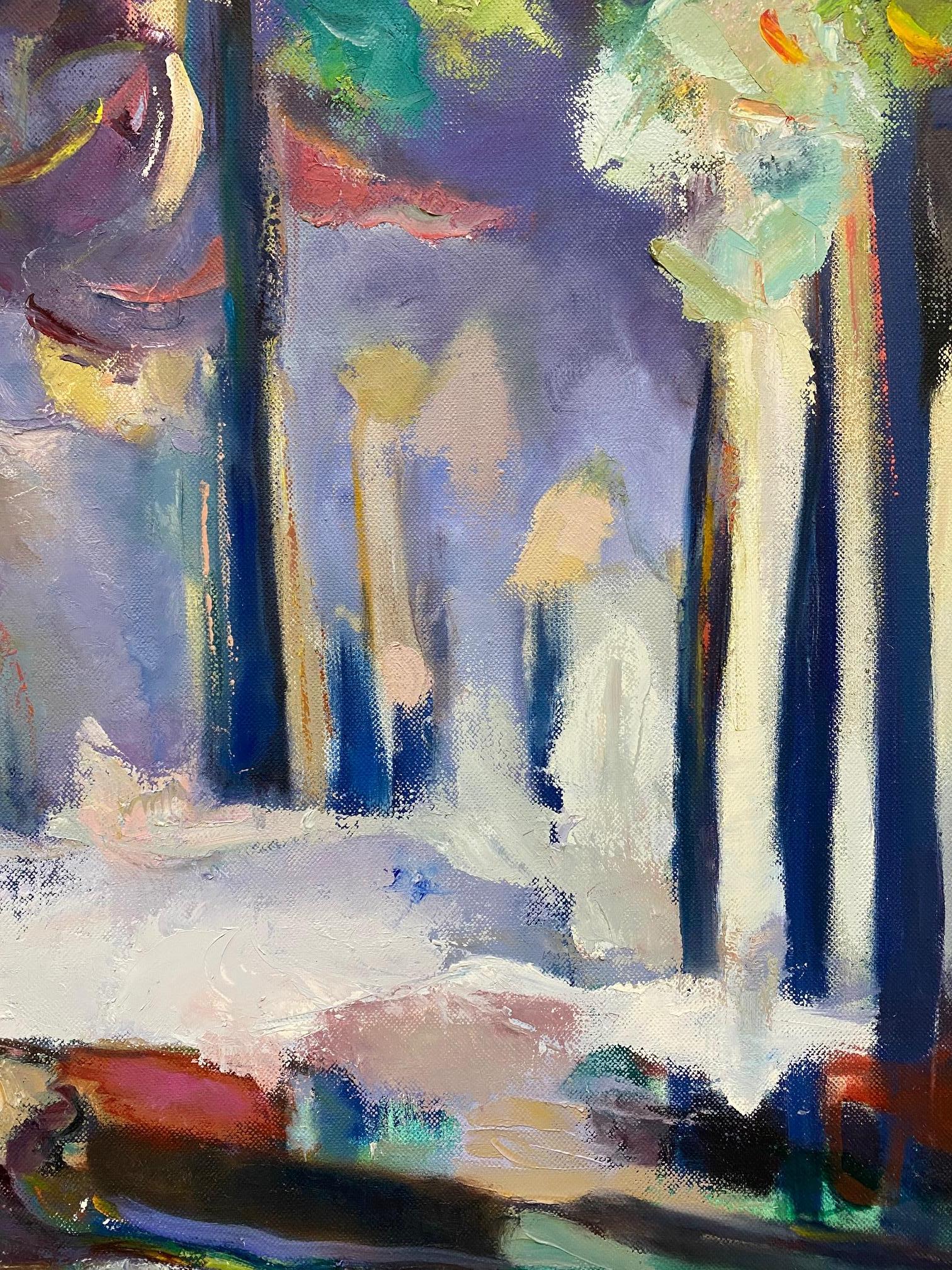 A Winter, original  Paysage expressionniste abstrait 28x22 en vente 2
