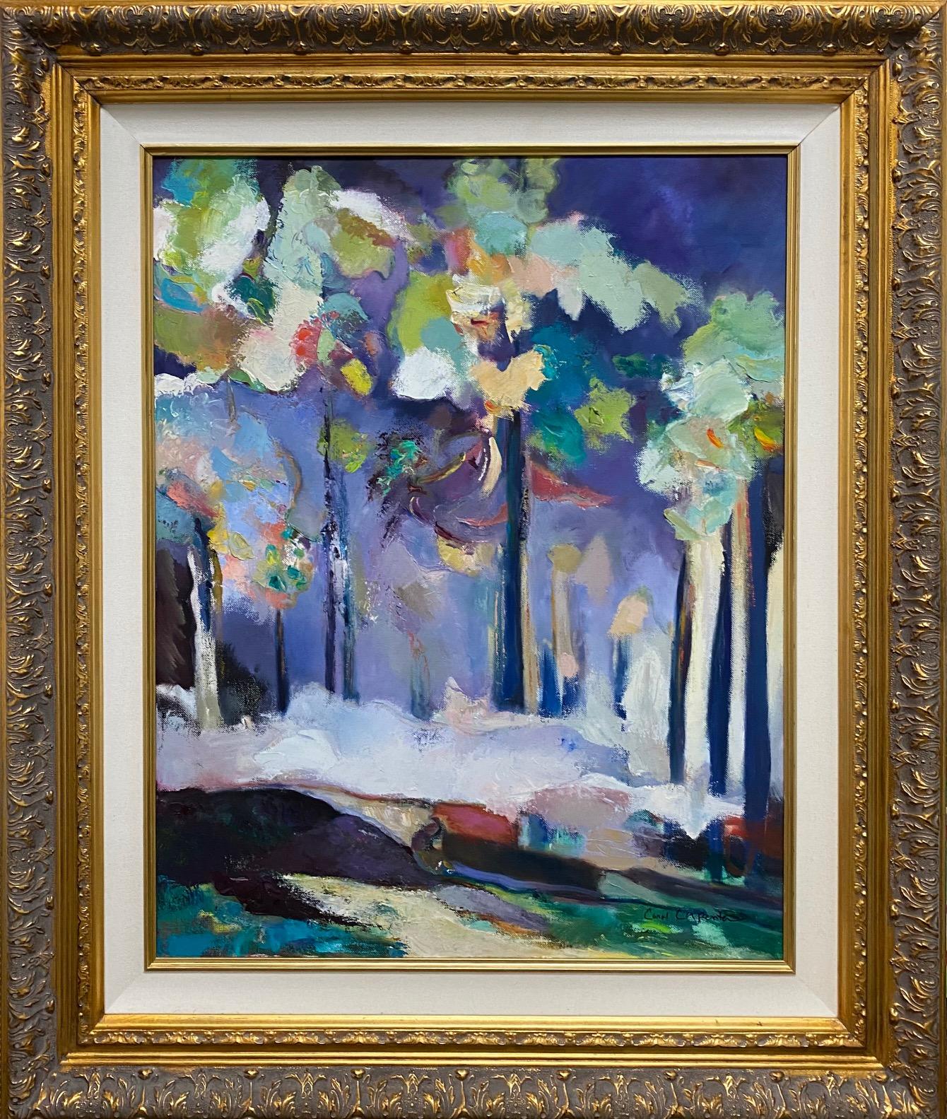 Landscape Painting Carol Carpenter - A Winter, original  Paysage expressionniste abstrait 28x22