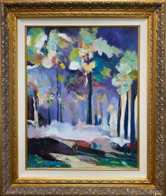 A Winter, original  Paysage expressionniste abstrait 28x22
