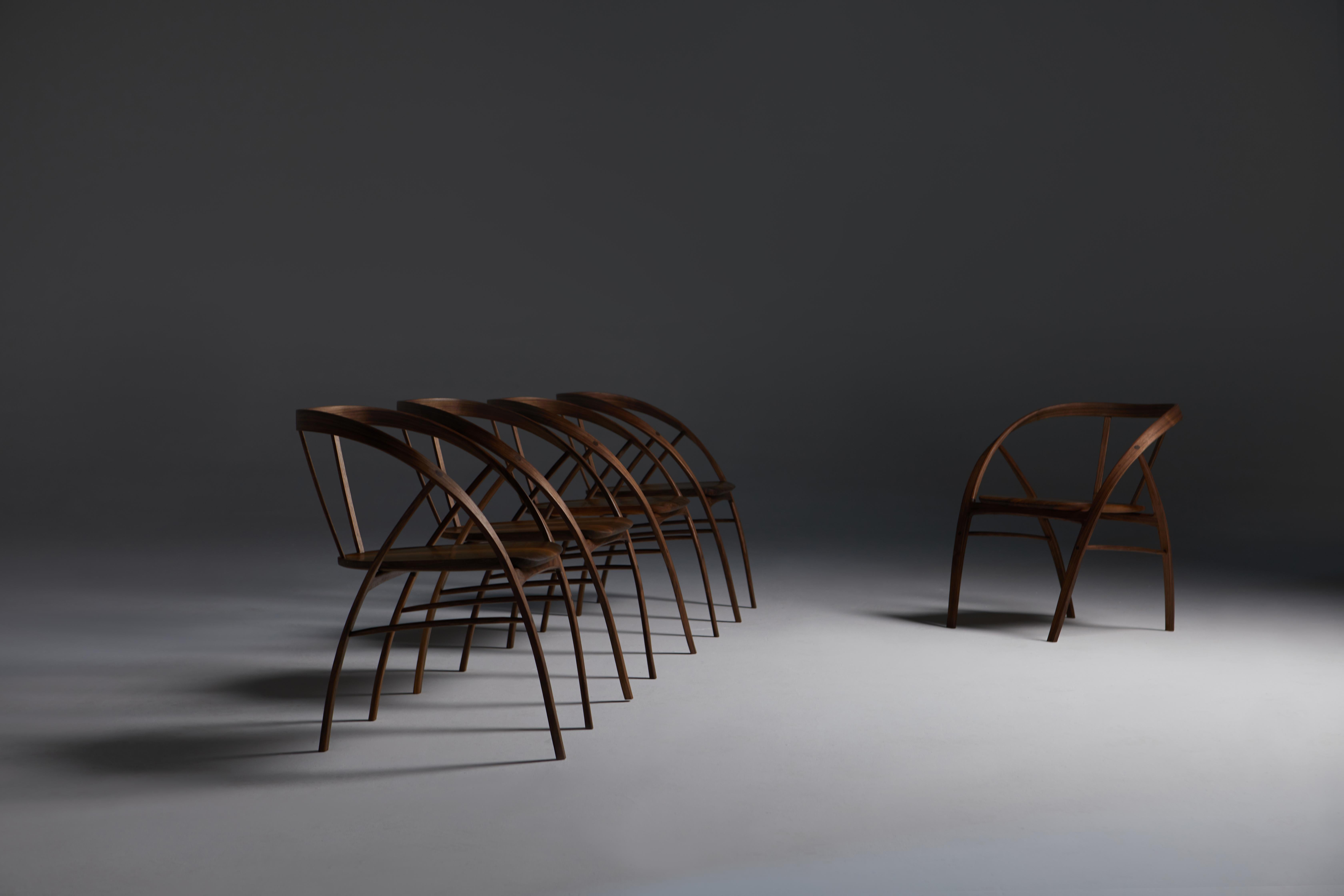 The Carol Dining Chair in Bent Wood with book-matched seat by Jonathan Field For Sale 2