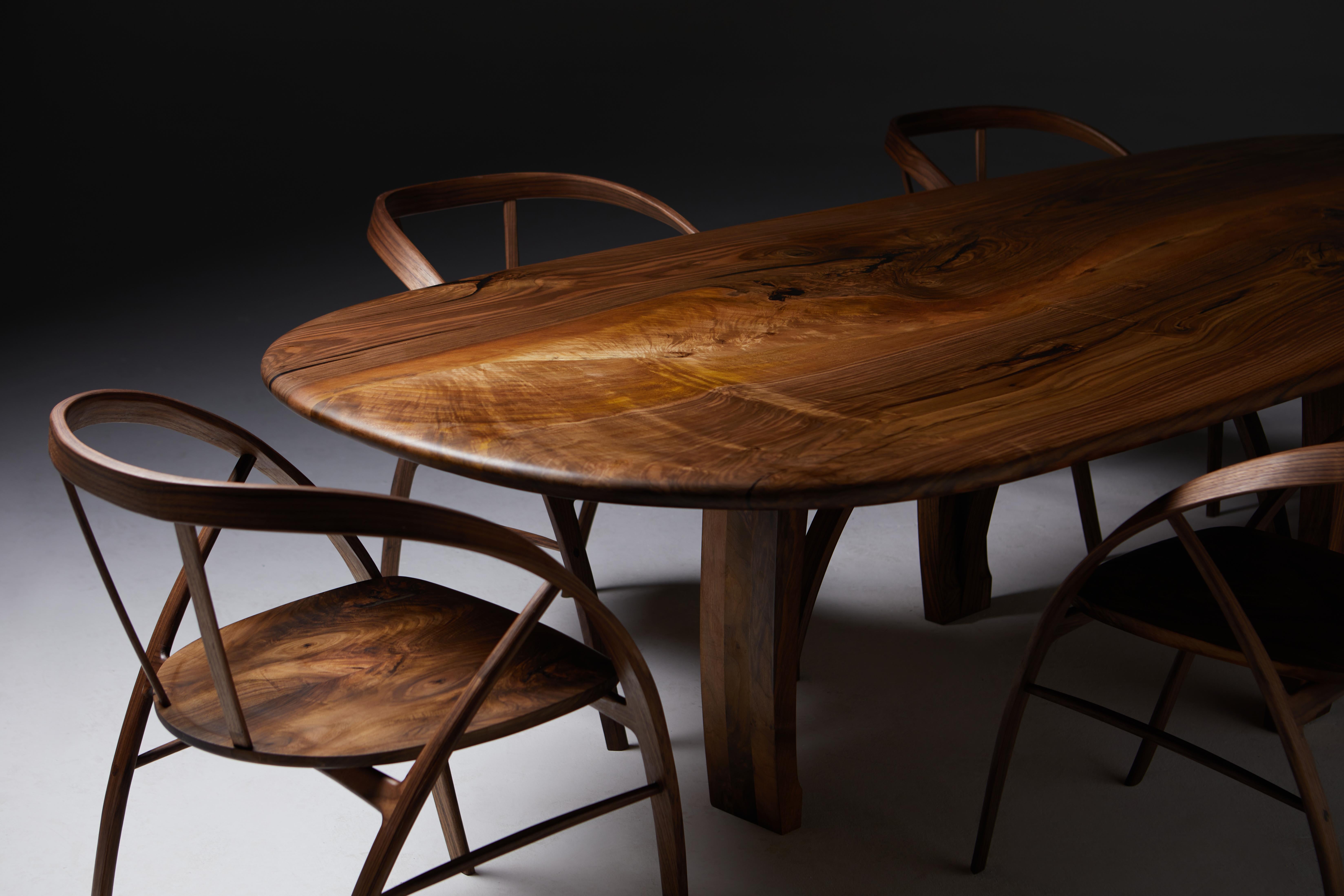 The Carol Dining Chair in Bent Wood with book-matched seat by Jonathan Field For Sale 3