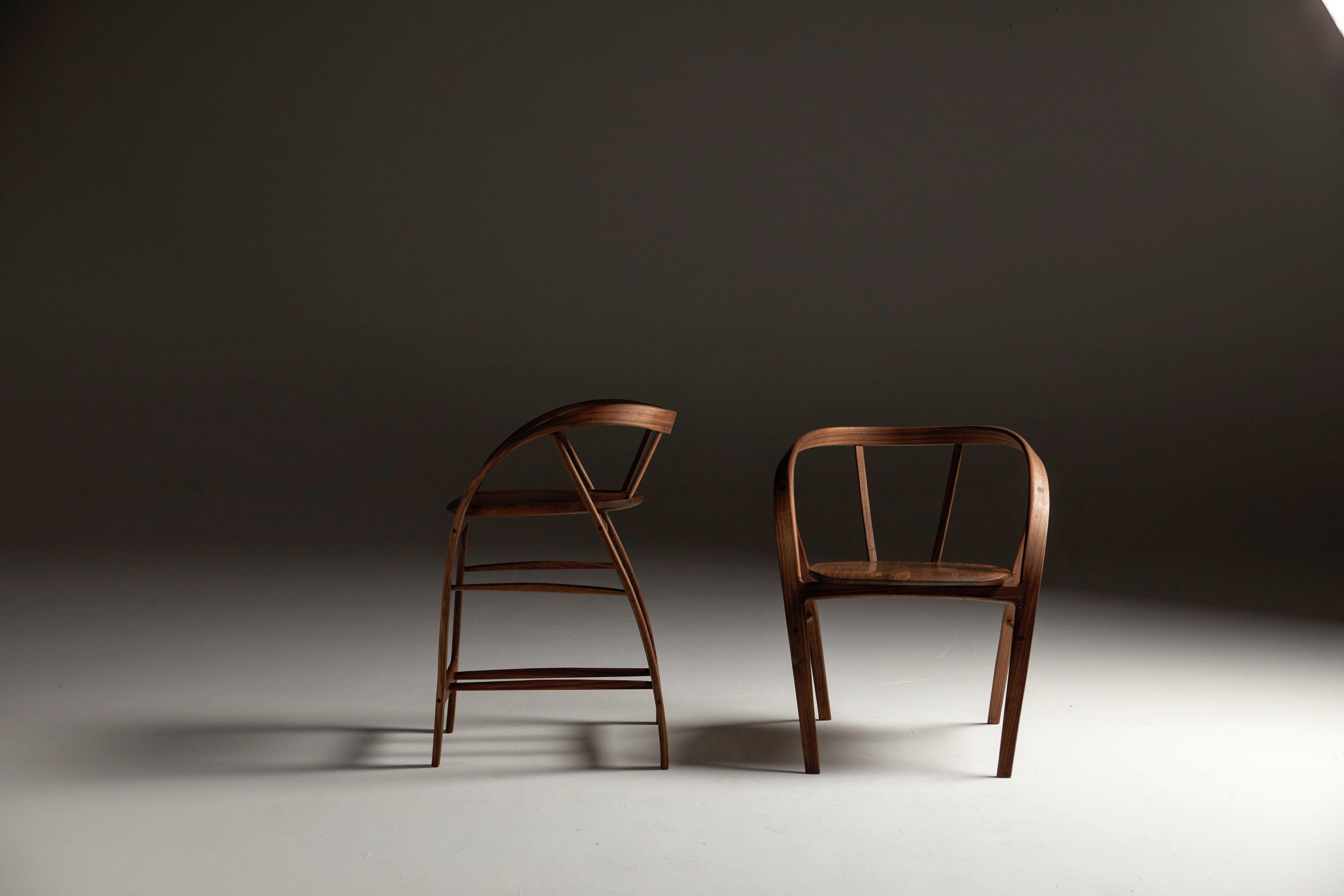 The Carol Dining Chair in Bent Wood with book-matched seat by Jonathan Field For Sale 6