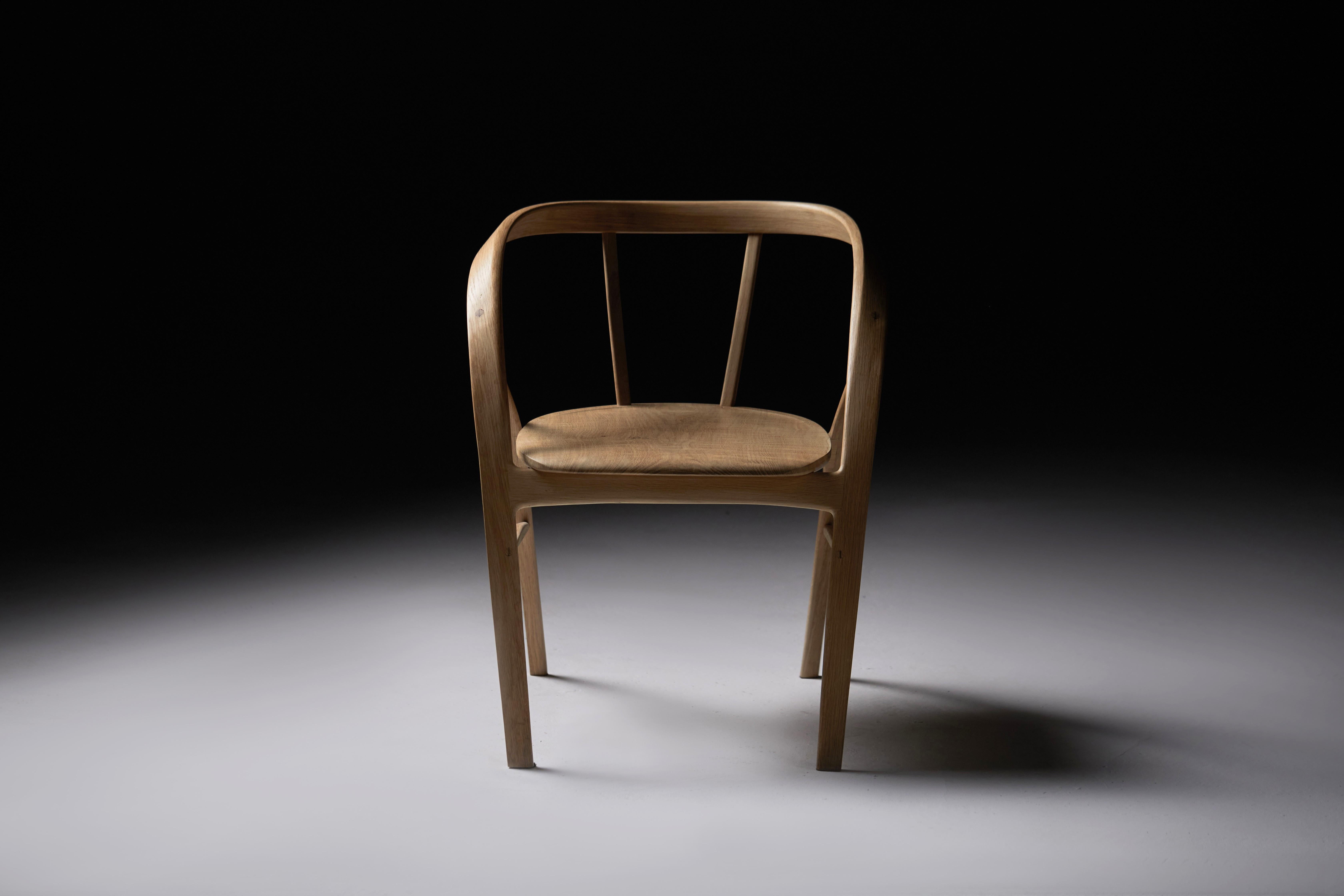 The Carol Dining Chair in Bent Wood with book-matched seat by Jonathan Field For Sale 8