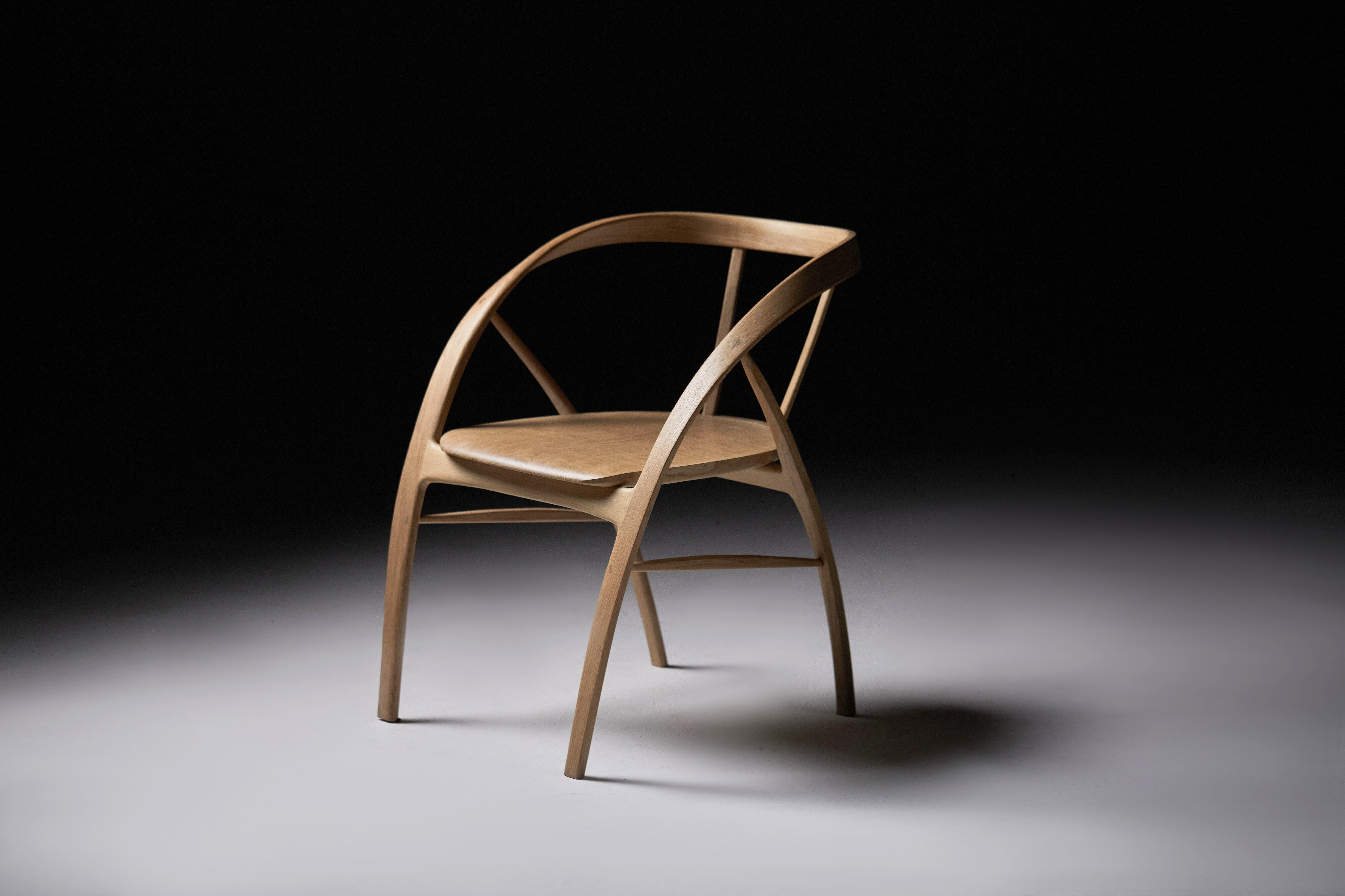 The Carol Dining Chair in Bent Wood with book-matched seat by Jonathan Field For Sale 9