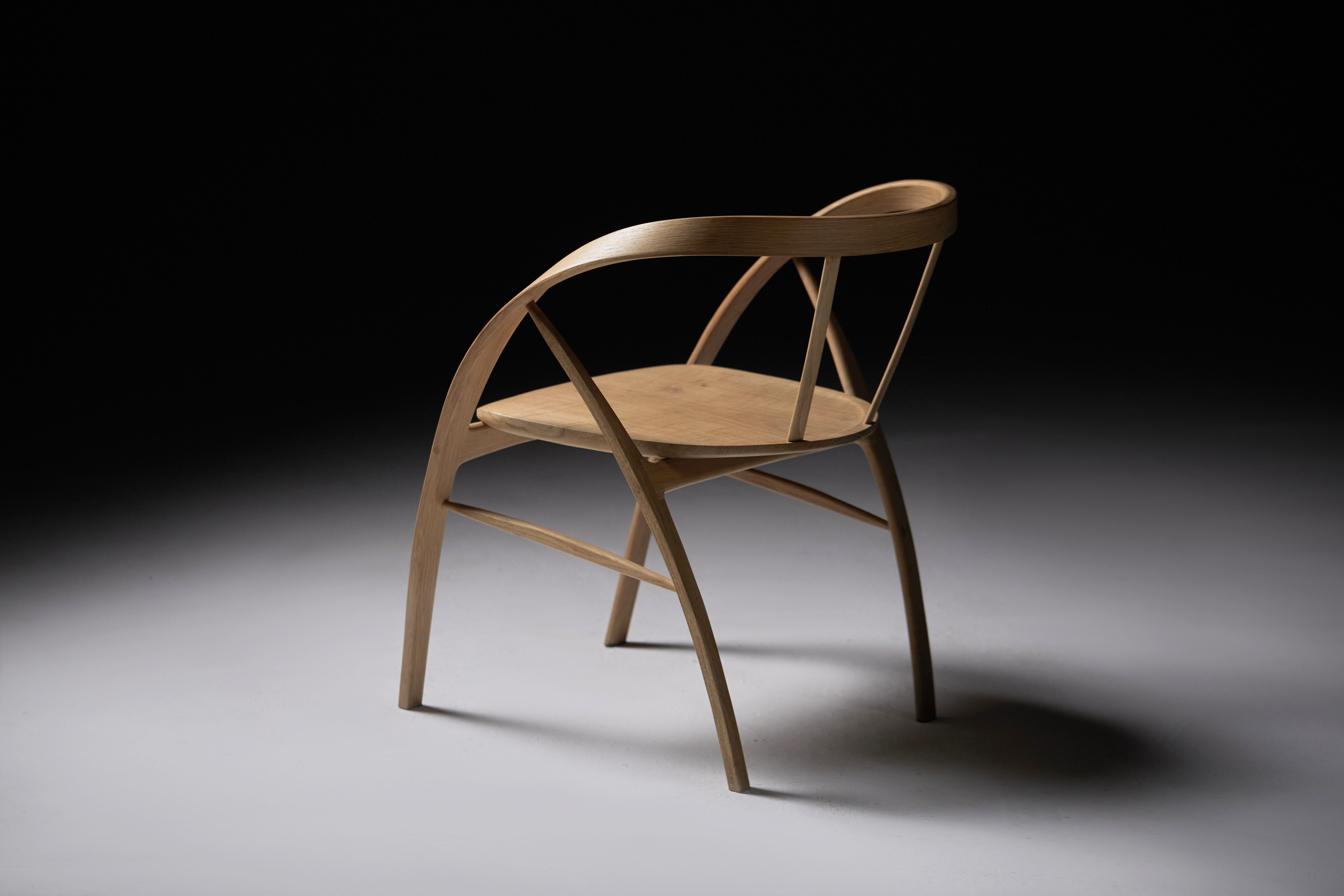 The Carol Dining Chair in Bent Wood with book-matched seat by Jonathan Field For Sale 10