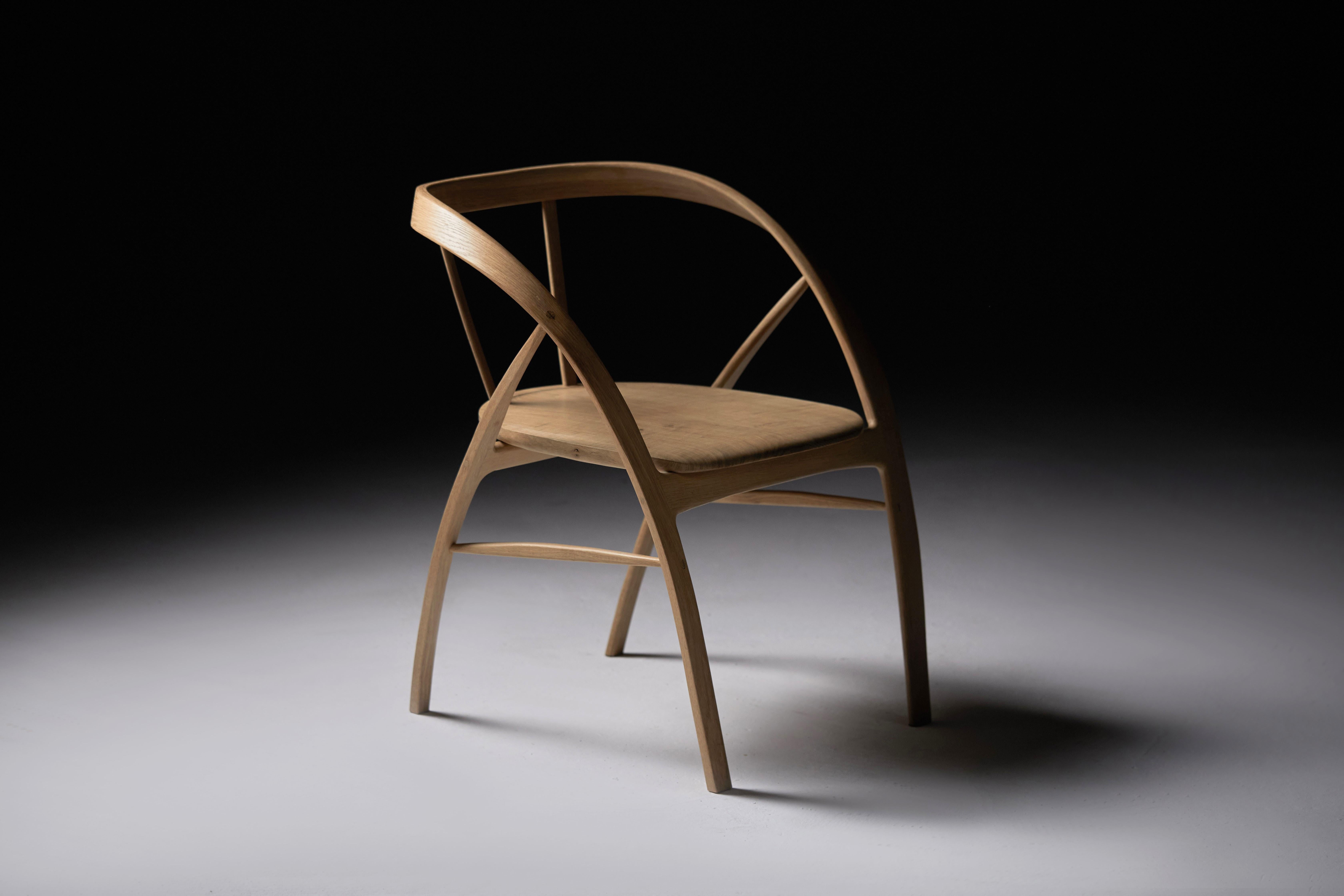 The Carol Dining Chair in Bent Wood with book-matched seat by Jonathan Field For Sale 11