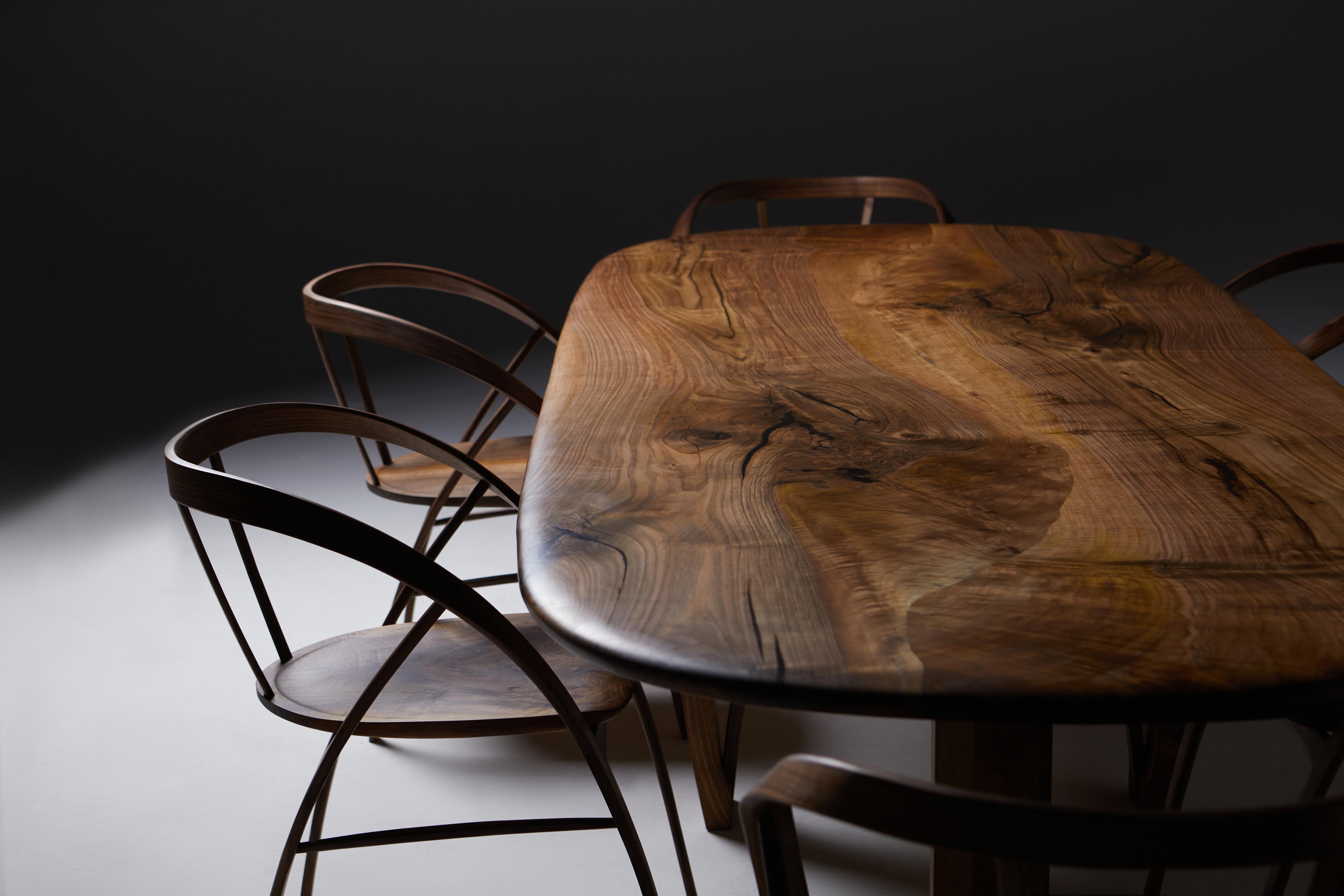 The Carol Dining Chair in Bent Wood with book-matched seat by Jonathan Field For Sale 1
