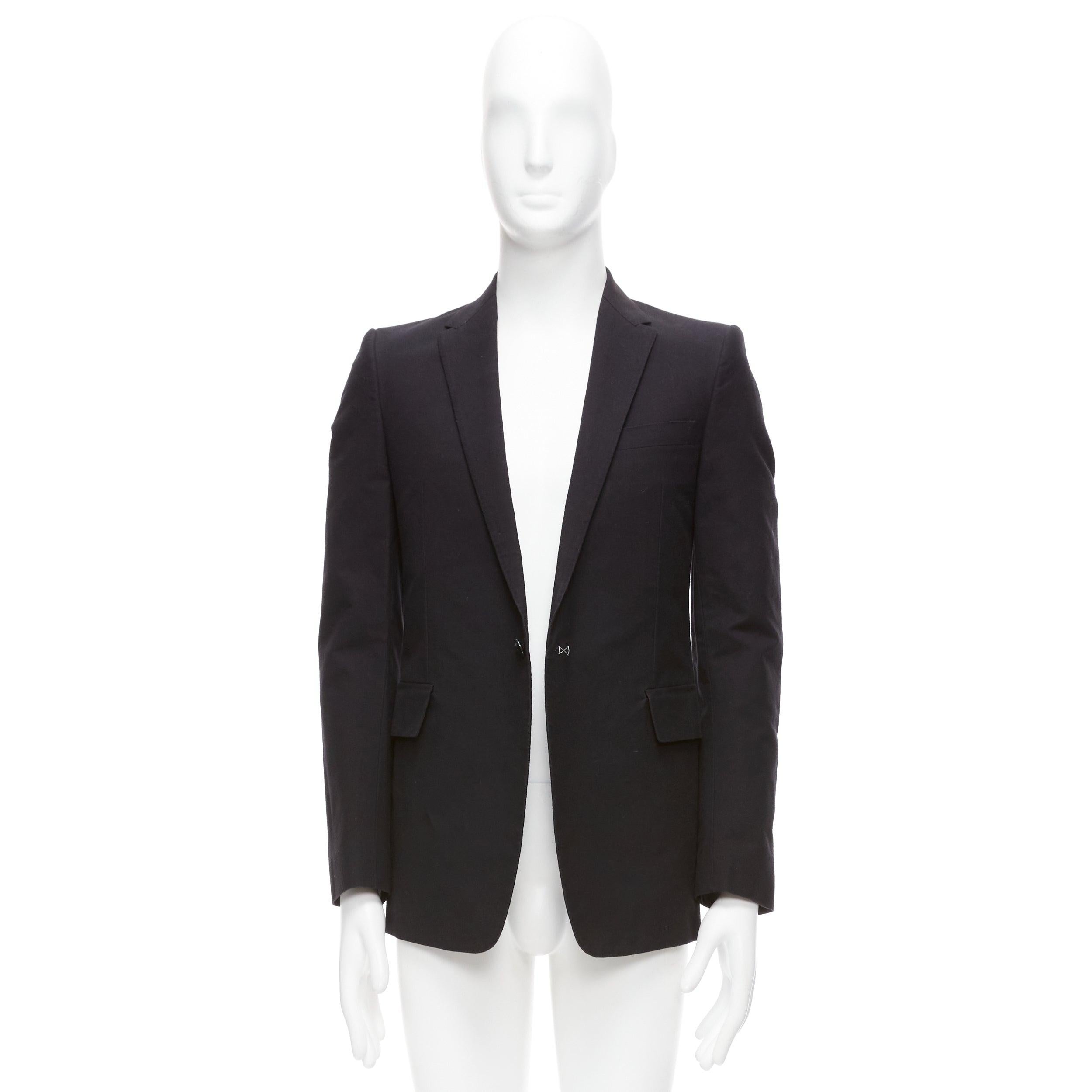 CAROL CHRISTIAN POELL black cotton virgin wool blend coated fabric blazer IT48 M For Sale 7