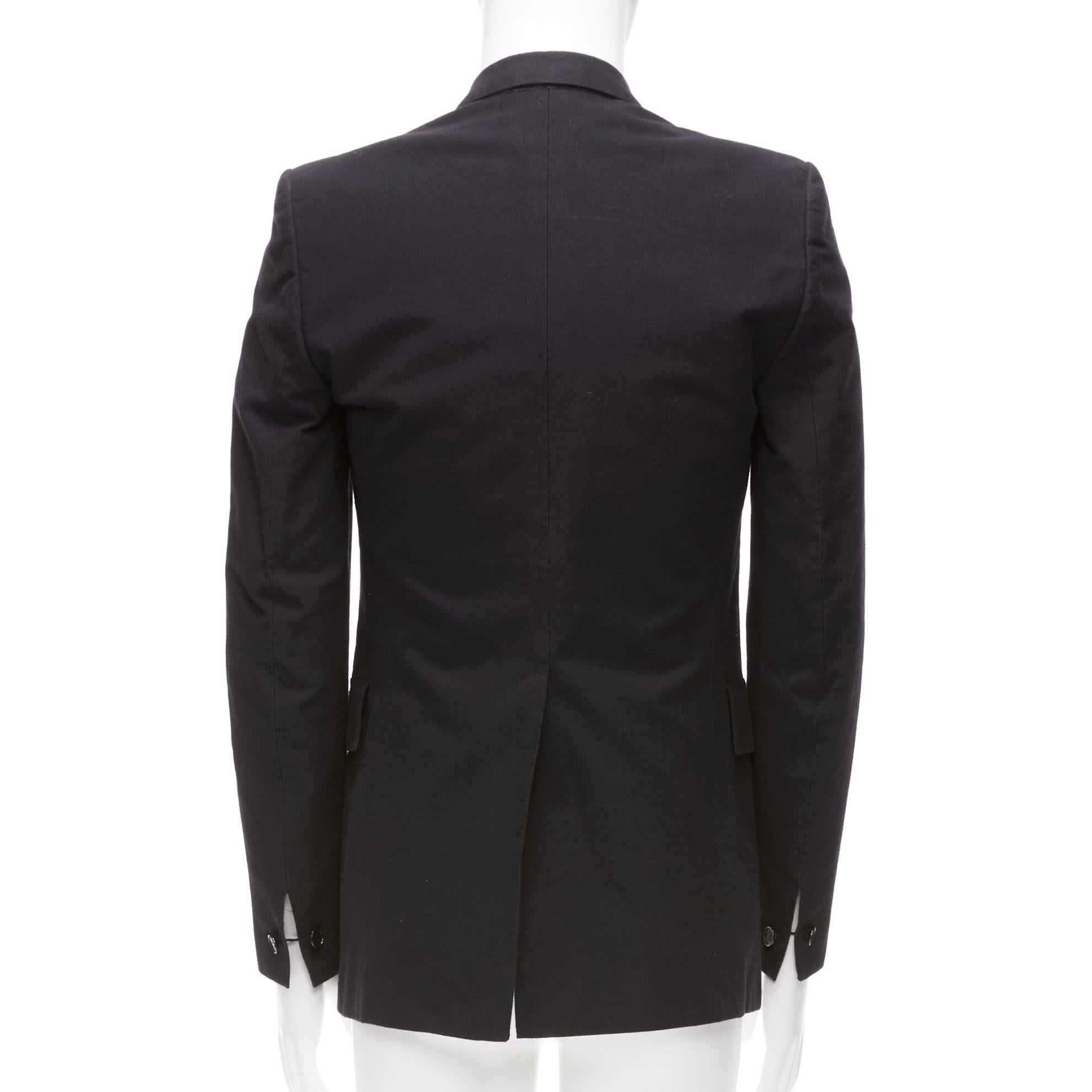 CAROL CHRISTIAN POELL black cotton virgin wool blend coated fabric blazer IT48 M For Sale 1