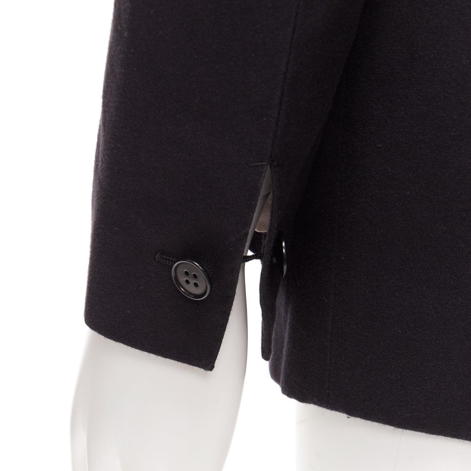 CAROL CHRISTIAN POELL black cotton virgin wool blend coated fabric blazer IT48 M For Sale 3