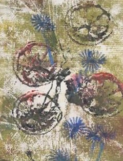 "Roundelay" 1964 Monotype of Abstracted Bicycles