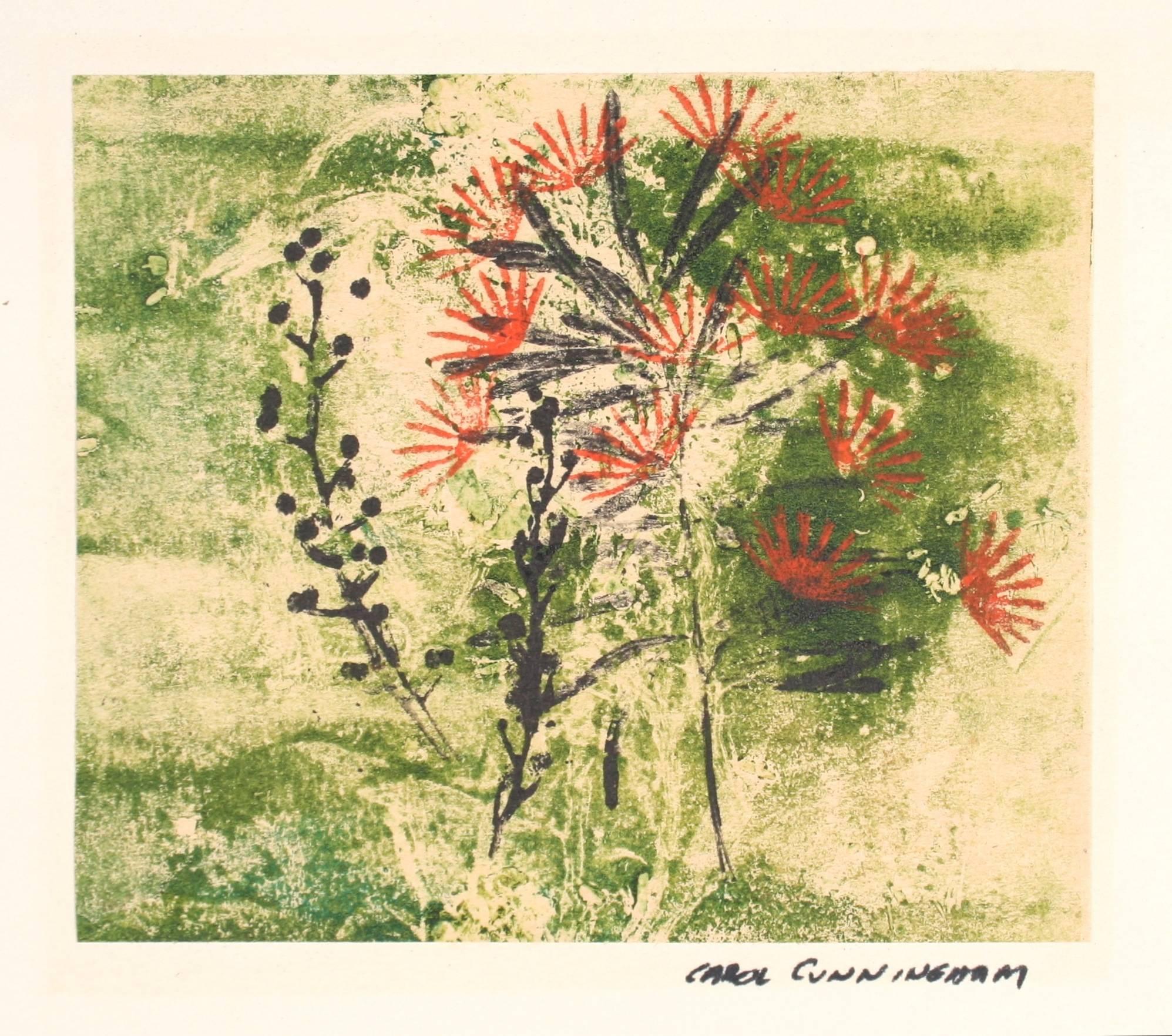 Carol Cunningham Abstract Print - Small Botanical Abstract Monotype, 1963