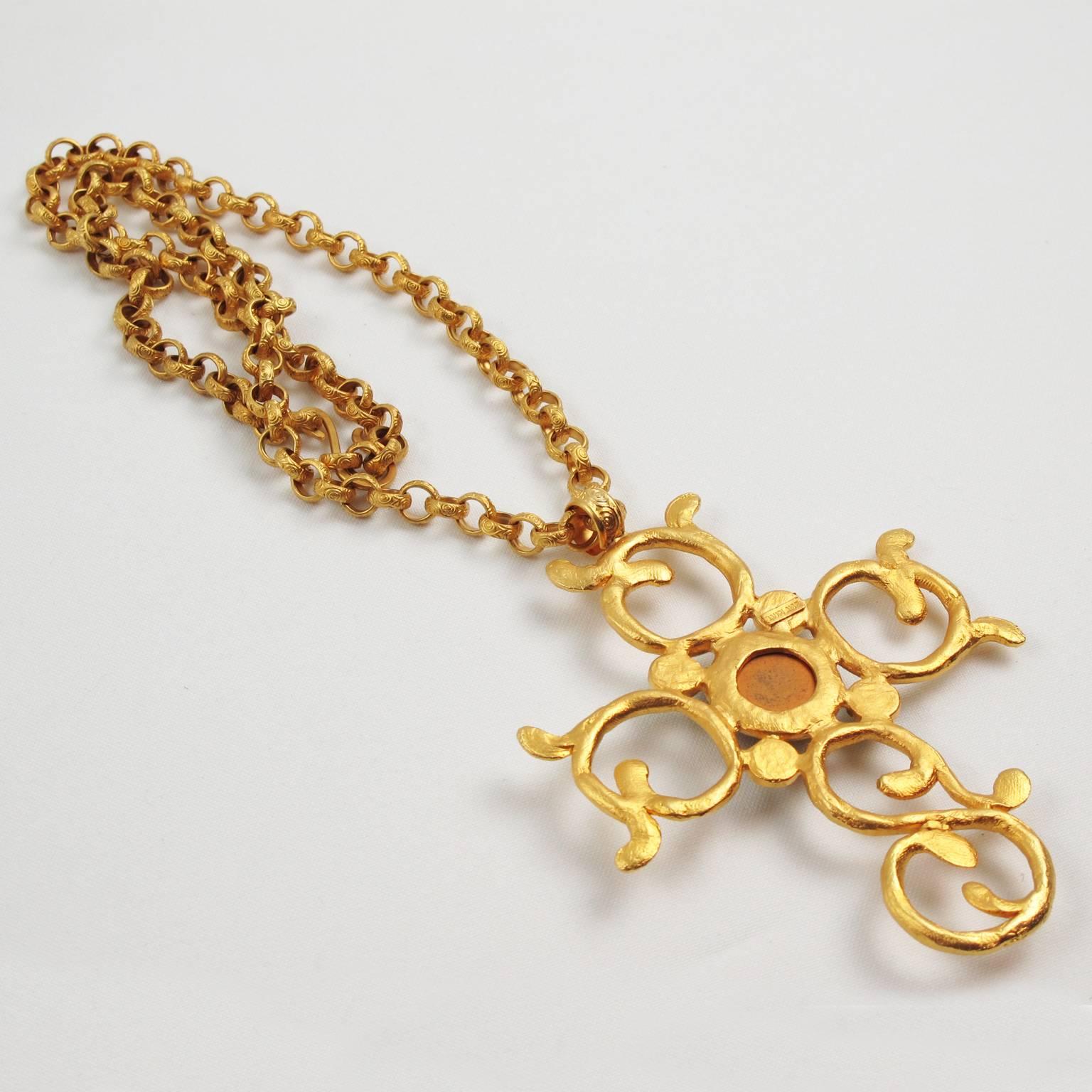 Women's Carol Dauplaise Large Jeweled Cross Pendant Necklace