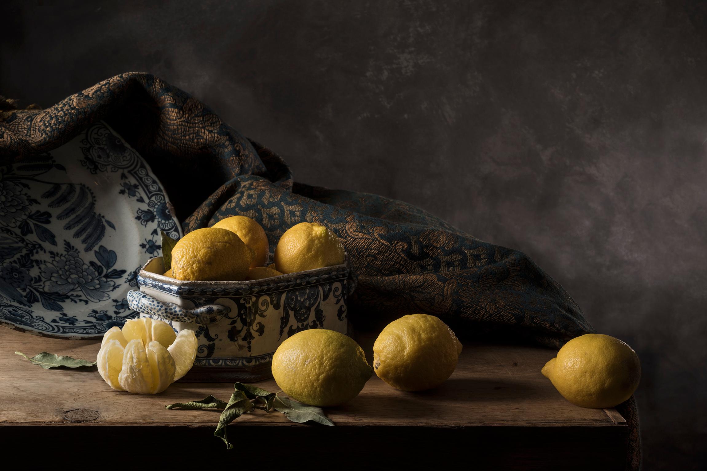 Les Citrons 2 by Carol Descordes, Framed Lemon Food Still Life Photograph