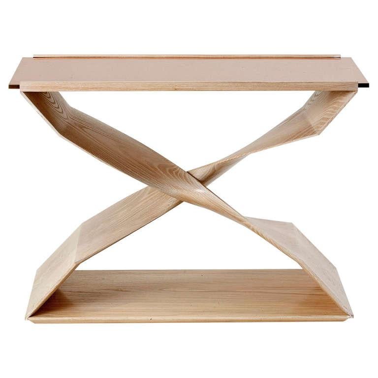 Carol Egan, Hand-Carved Limed Oak Side Table, USA, 2014 In Excellent Condition For Sale In New York, NY