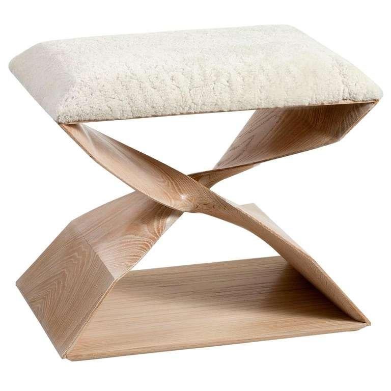 Carol Egan, Hand-Carved Limed Oak Stool, United States, 2013 In New Condition For Sale In New York, NY