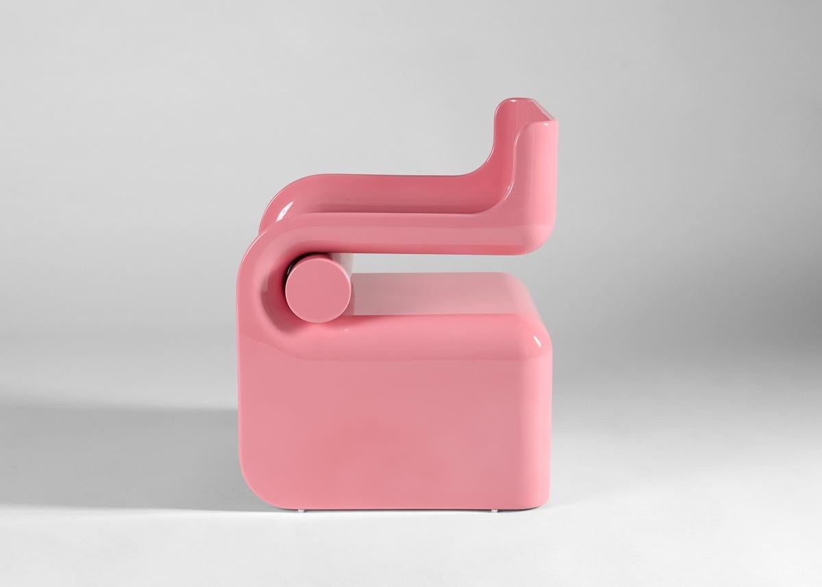 American Carol Egan, Robusto, Hand Carved Pink Sculptural Armchair, United States, 2023 For Sale