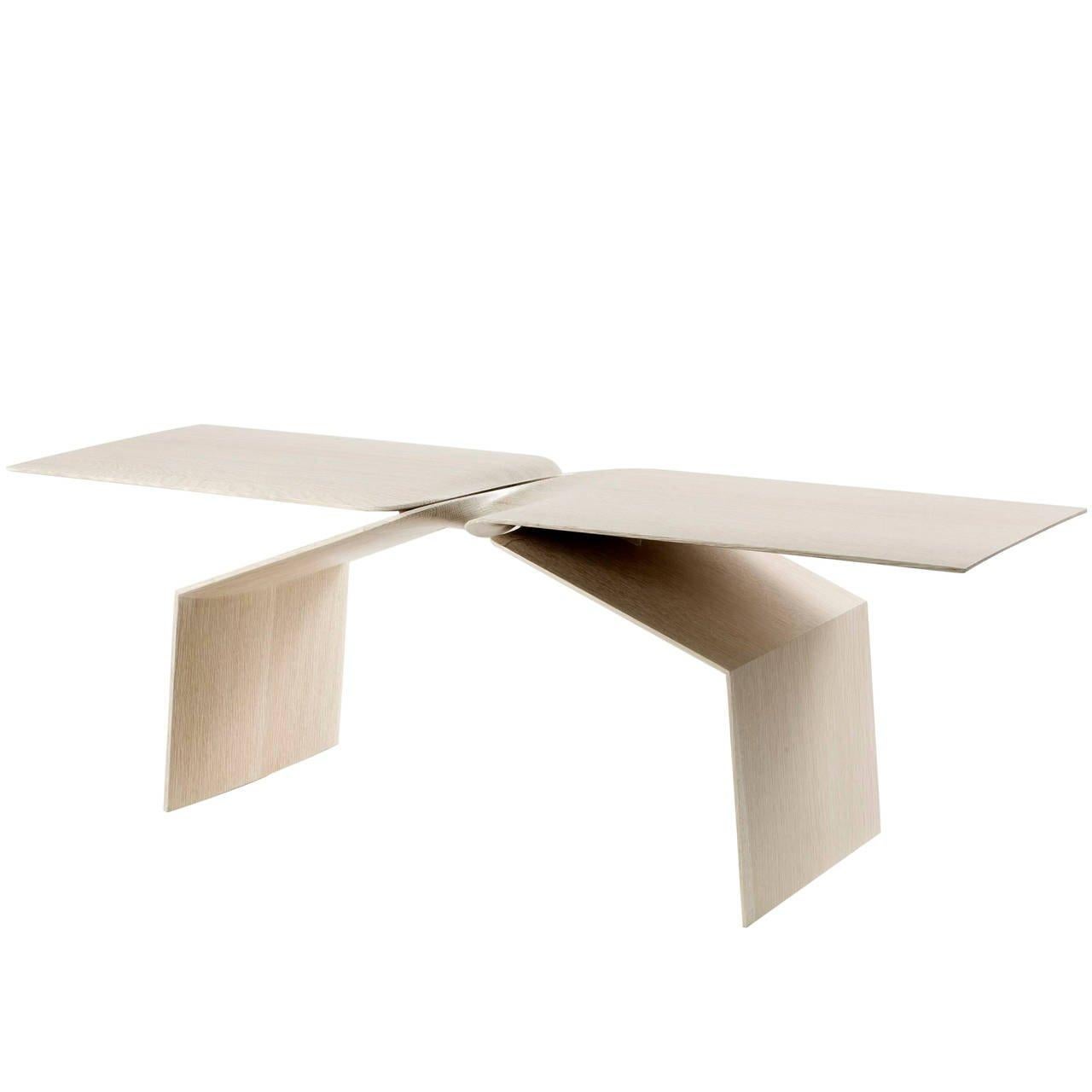 Carol Egan, Sculptural Hand-Carved Limed Oak Coffee Table, USA, 2015 In Excellent Condition For Sale In New York, NY