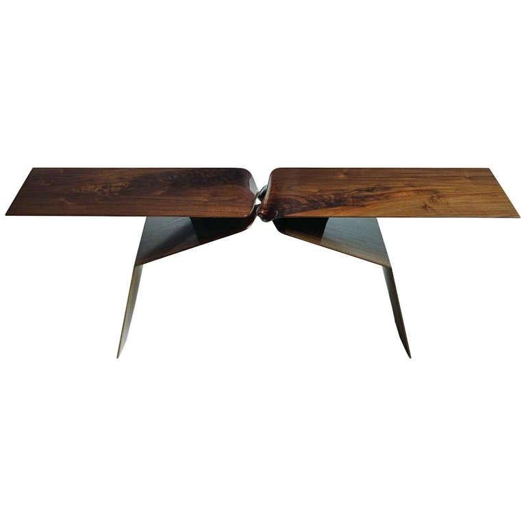 Minimalist Carol Egan, Sculptural Hand-Carved Walnut Coffee Table, USA, 2013 For Sale