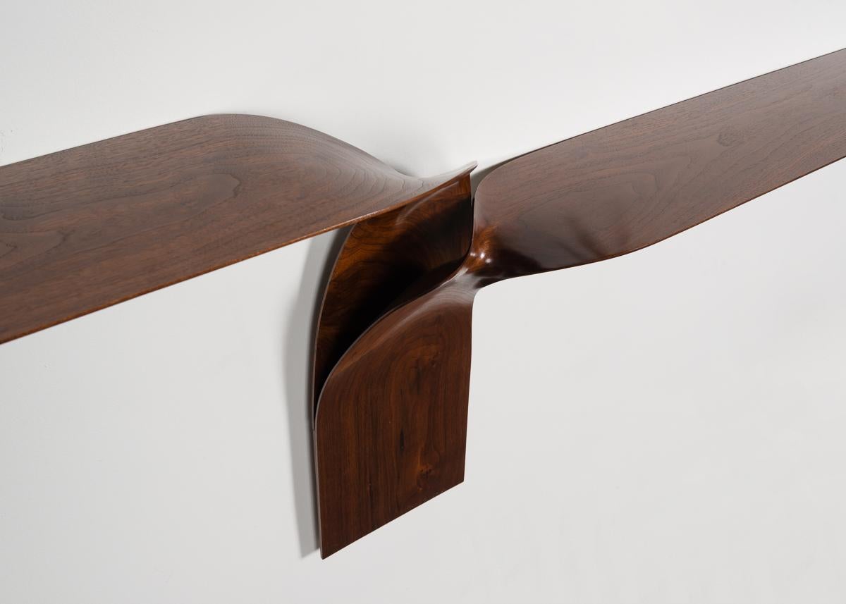 American Carol Egan, Sculptural Hand-Carved Walnut Shelf/Console, USA, 2012 For Sale