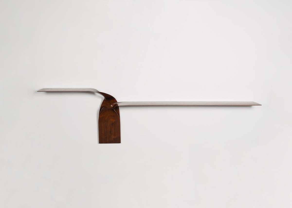 Contemporary Carol Egan, Sculptural Hand-Carved Walnut Shelf/Console, USA, 2012 For Sale