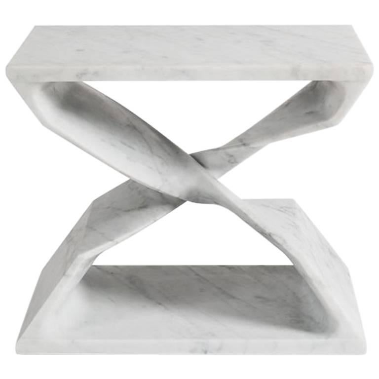 Carved Carol Egan, Contemporary Marble Stool, United States, 2017 For Sale