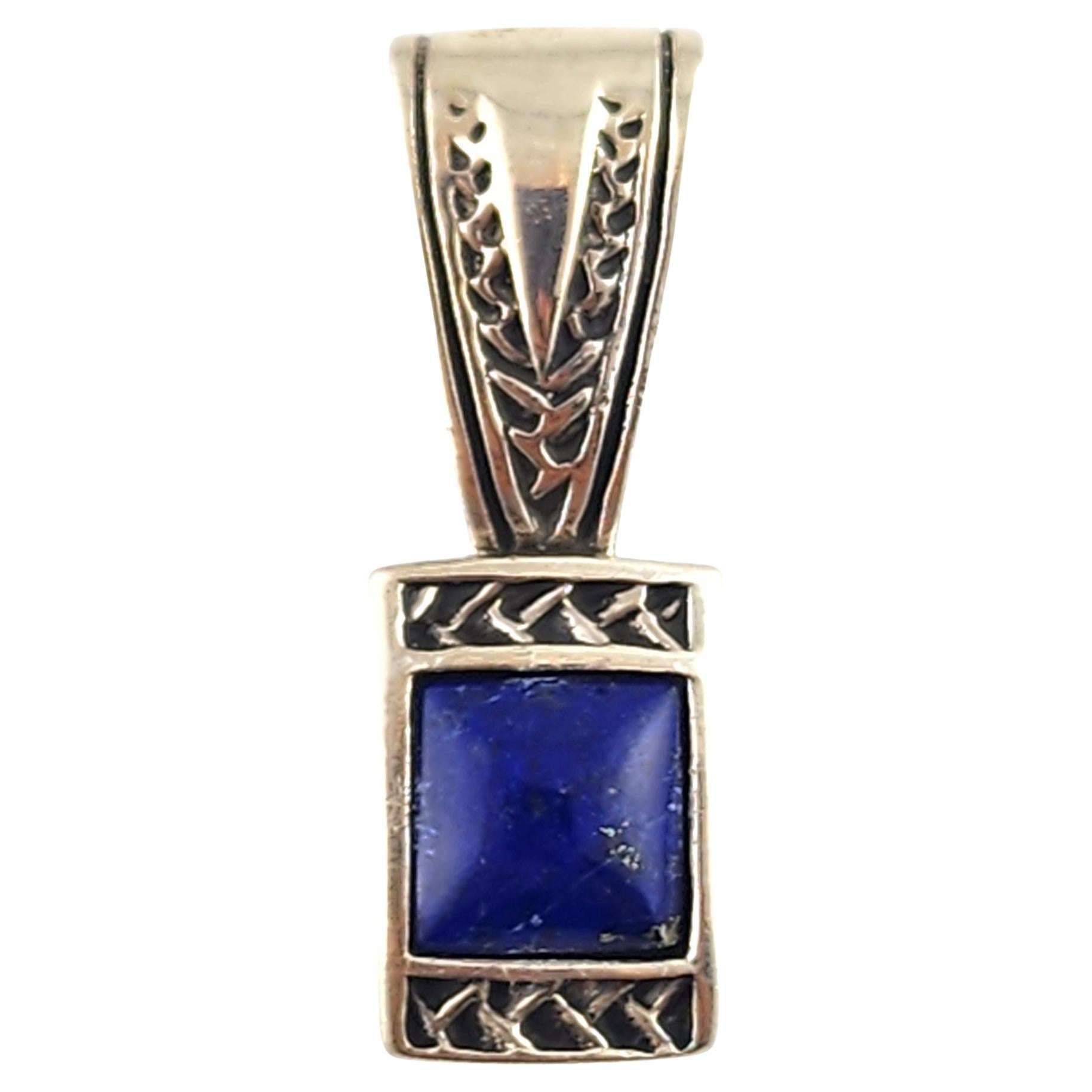 Carol Felley Sterling Silver Lapis Lazuli Pendant #17180 For Sale