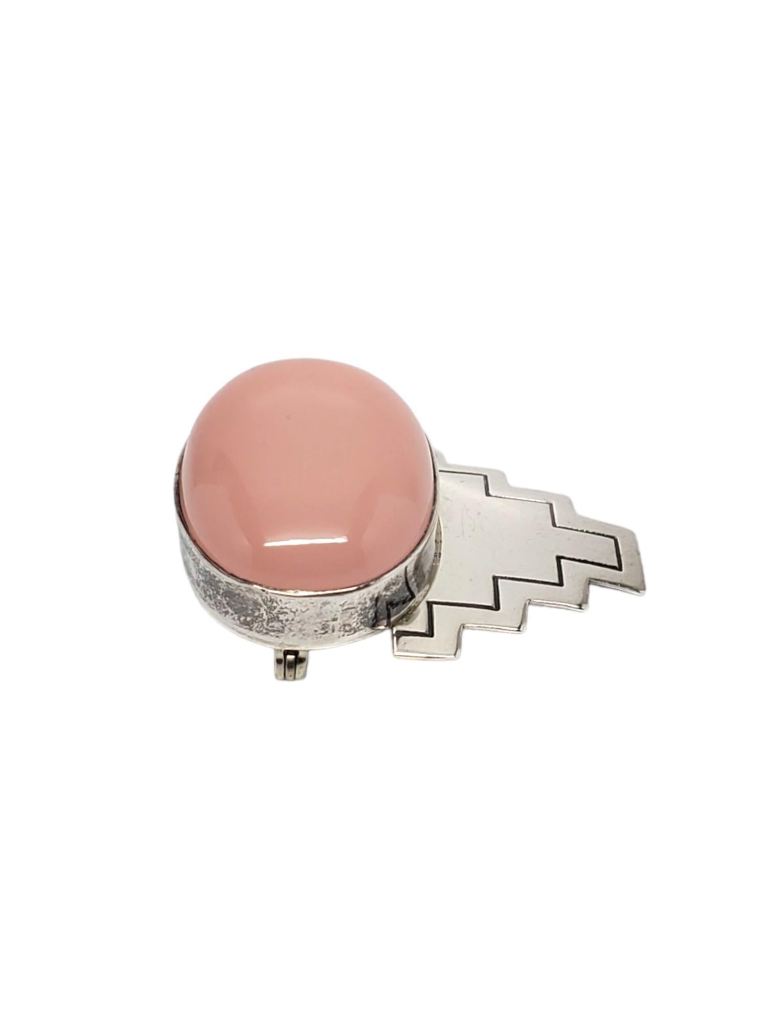 Women's Carol Felley Sterling Silver Rose Quartz Pin/Pendant #17173 For Sale