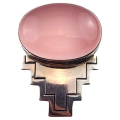 Vintage Carol Felley Sterling Silver Rose Quartz Pin/Pendant #17173