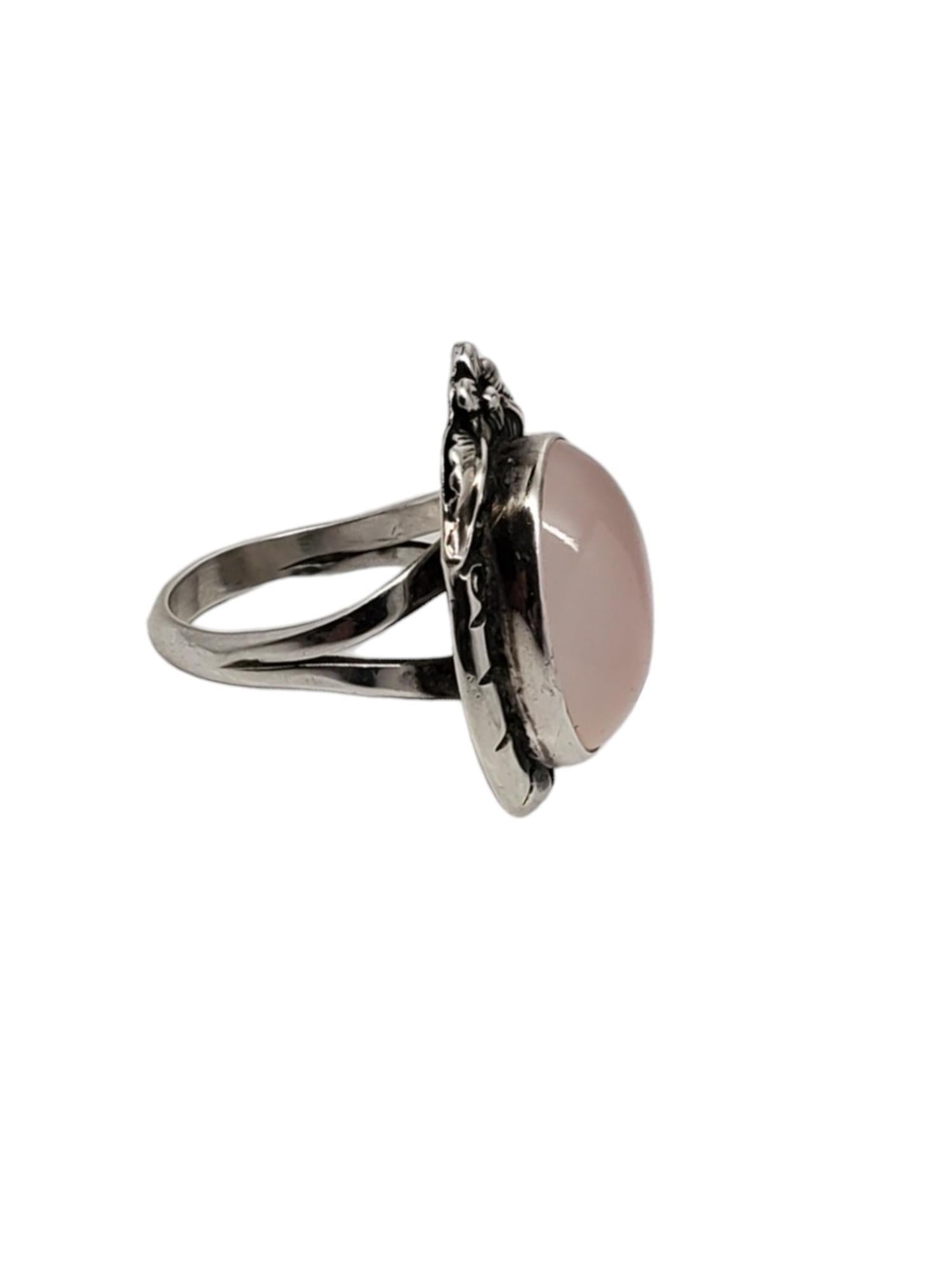 Oval Cut Carol Felley Sterling Silver Rose Quartz Ring Size 10 #17184 For Sale