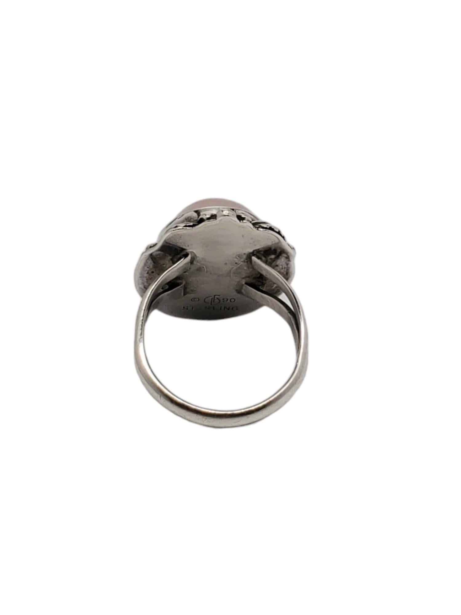 Carol Felley Sterling Silver Rose Quartz Ring Size 10 #17184 In Good Condition For Sale In Washington Depot, CT