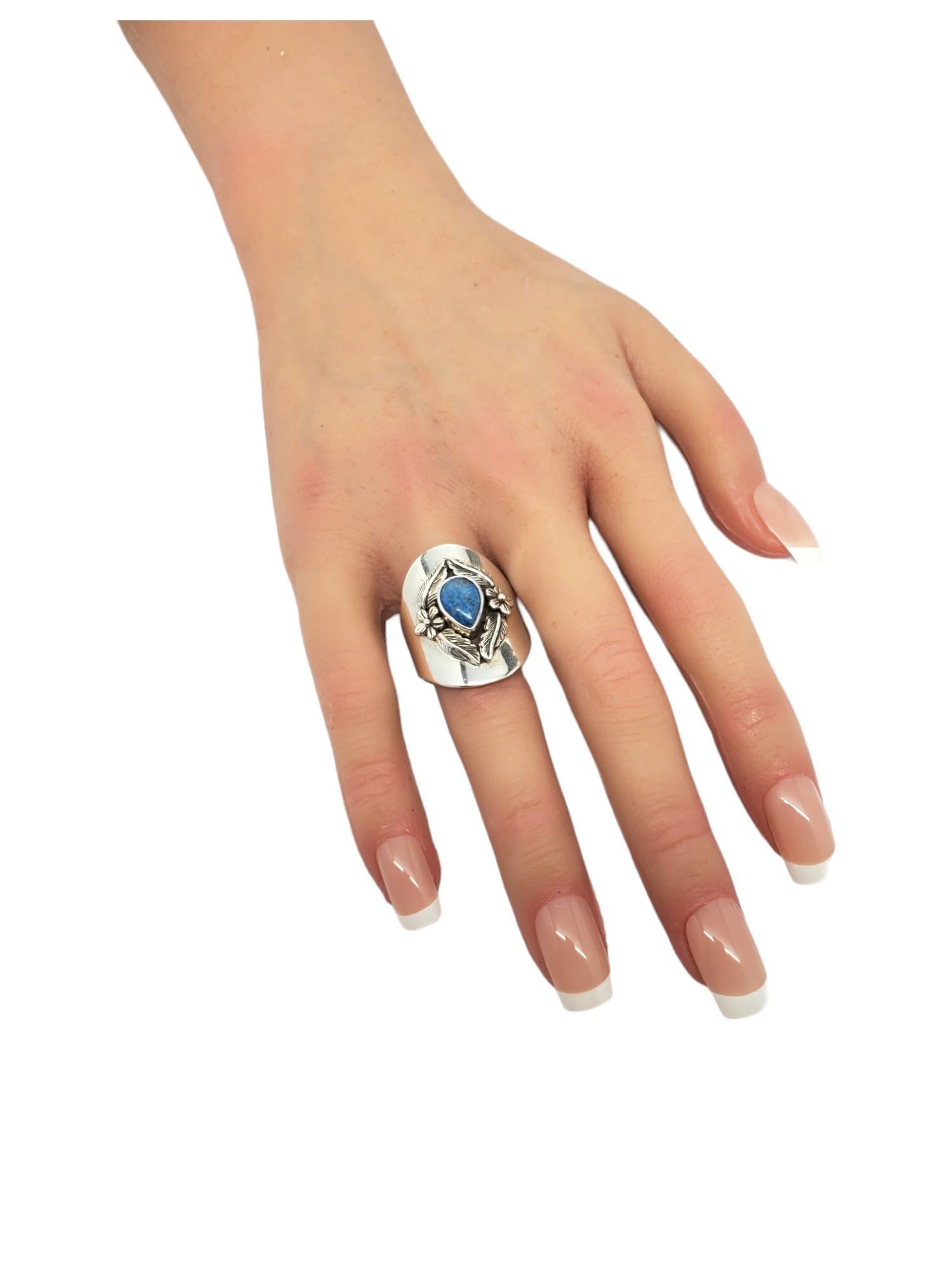 Carol Felley Sterling Silver Turquoise Flower Ring Size 10 #17182 For Sale 1