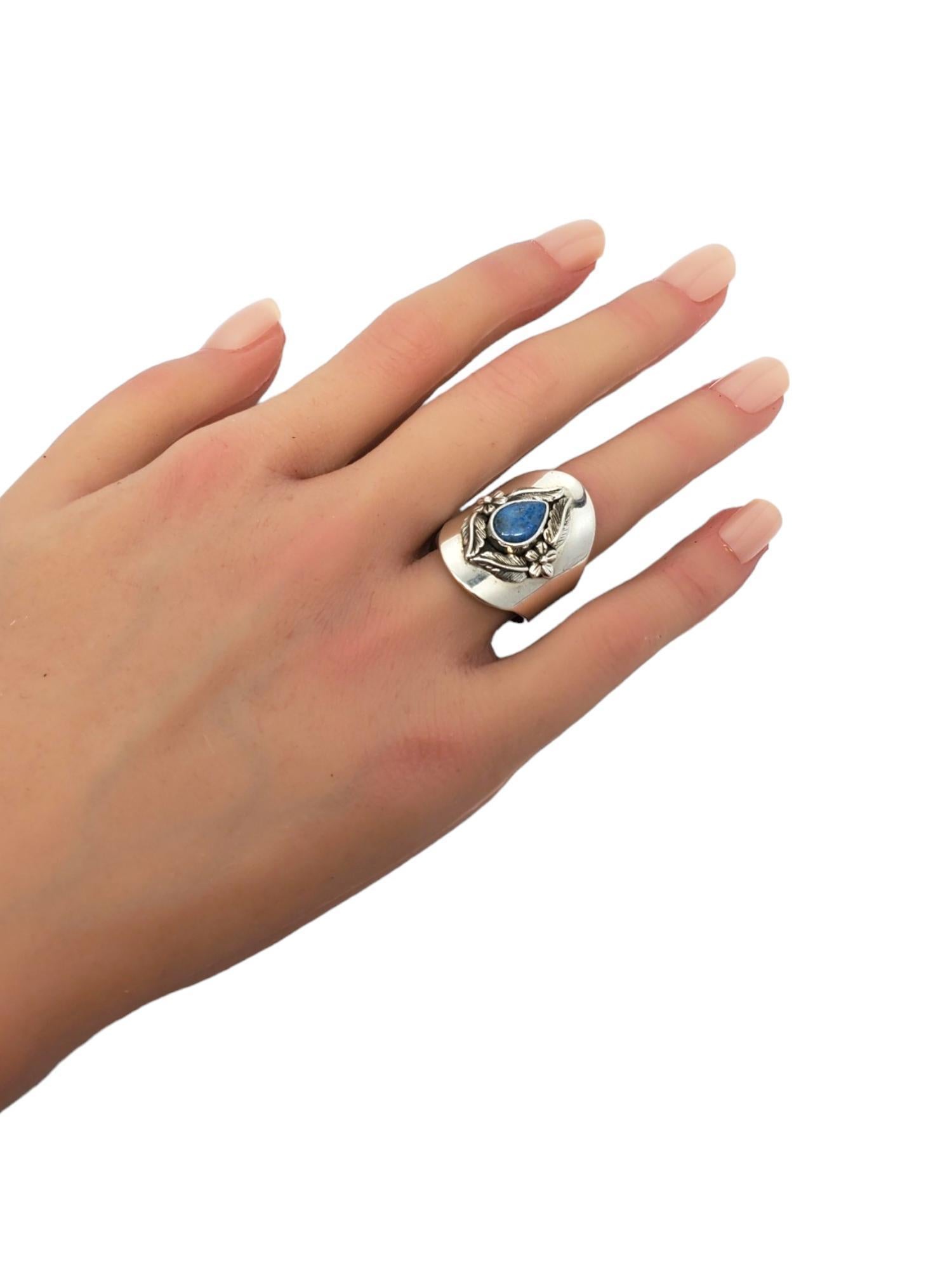 Carol Felley Sterling Silver Turquoise Flower Ring Size 10 #17182 For Sale 2