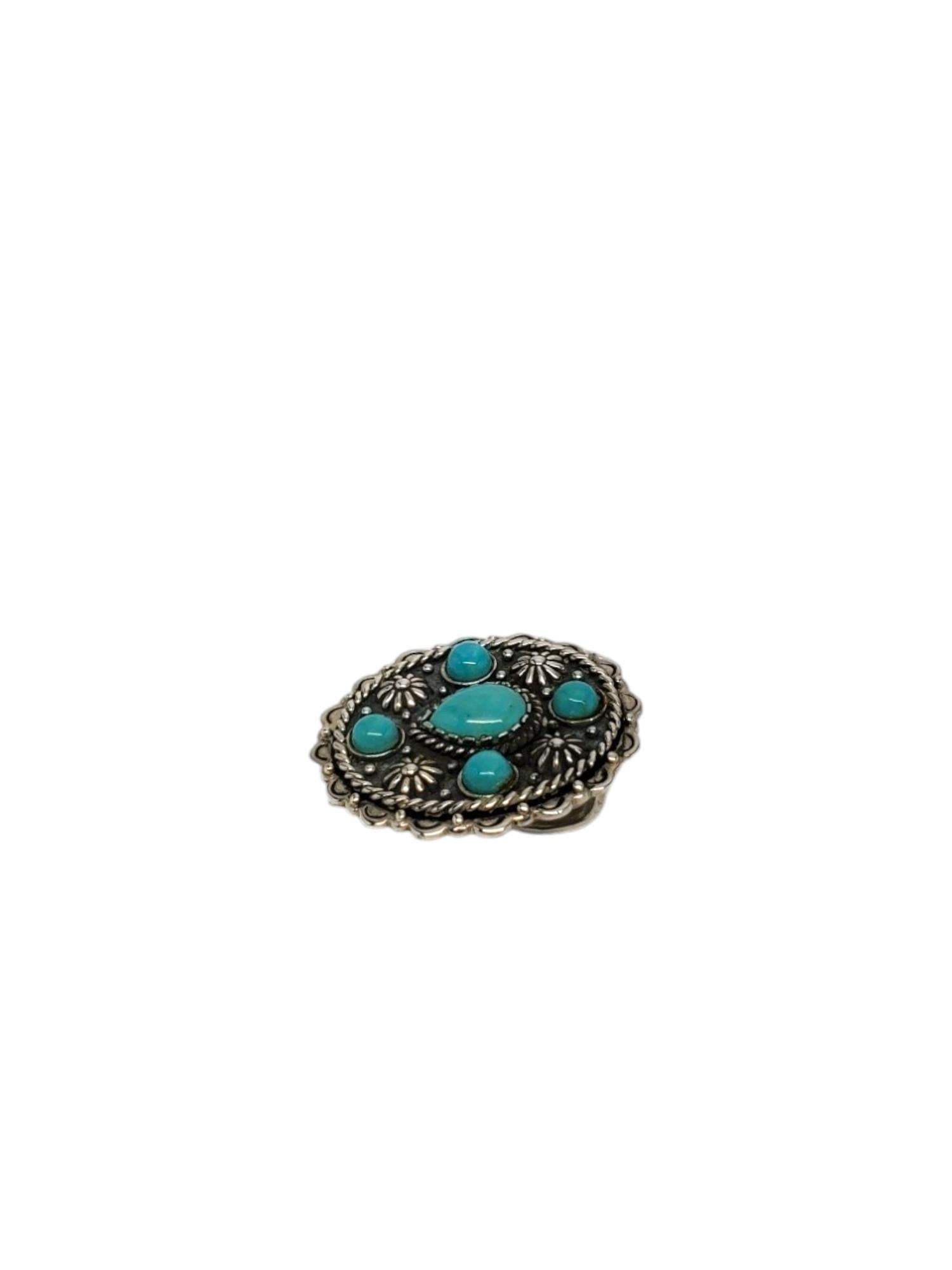 Pear Cut Carol Felley Sterling Silver Turquoise Pendant/Money Clip #17278 For Sale