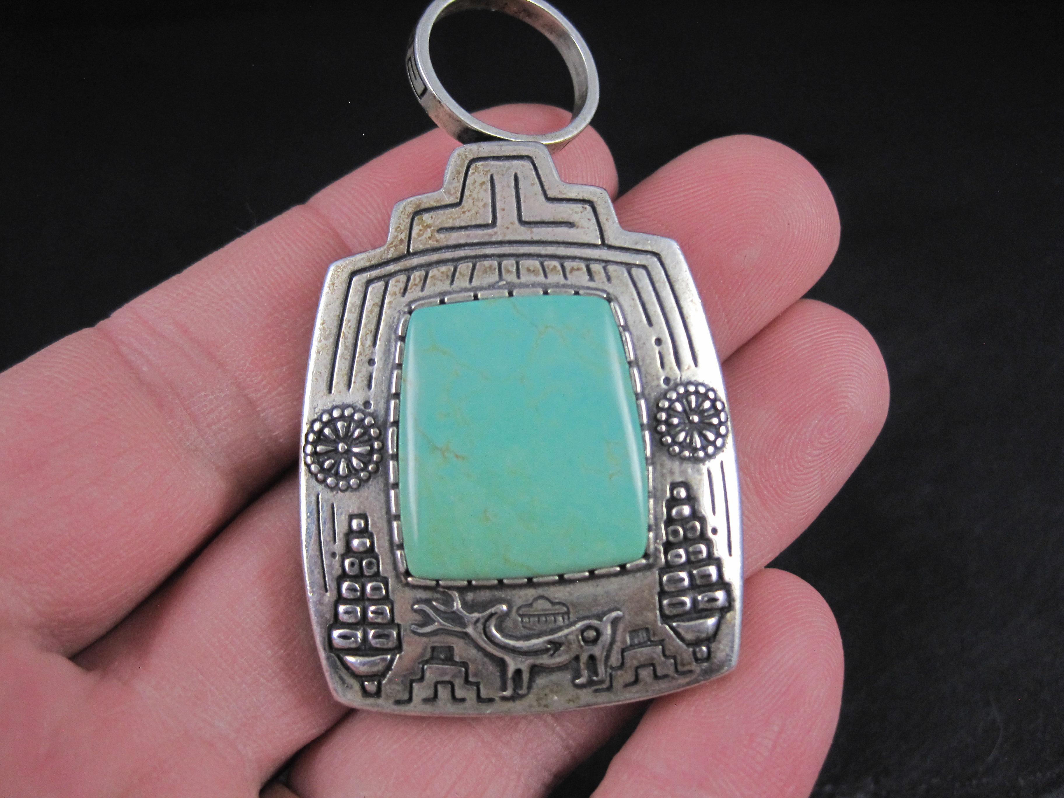 Carol Felley Ciondolo Kachina reversibile in turchese A. Silver in vendita 3