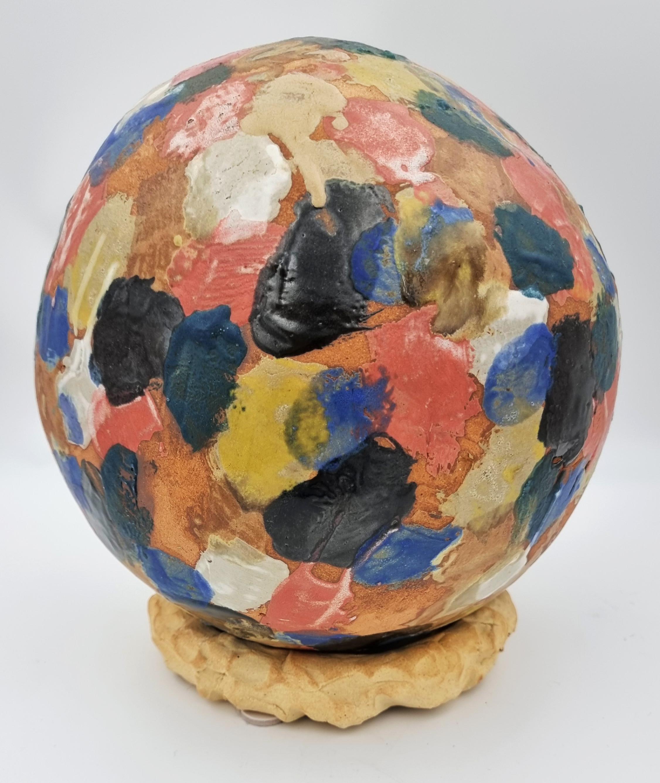 Untitled Sphere (multi-color) - Beige Abstract Sculpture by Carol Fleming