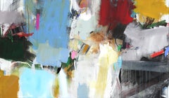 TEND TO ME - blue, red and yellow abstract painting