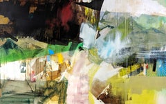 TRAVERSE - abstract painting with yellow and green