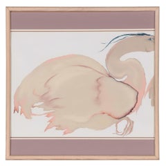 Carol Grigg Gerahmtes Triptychon, pastellfarbene Zeichnung von Kranichen