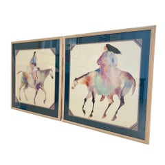 Carol Grigg, Aquarell-Lithographien der amerikanischen Ureinwohner, ein Paar