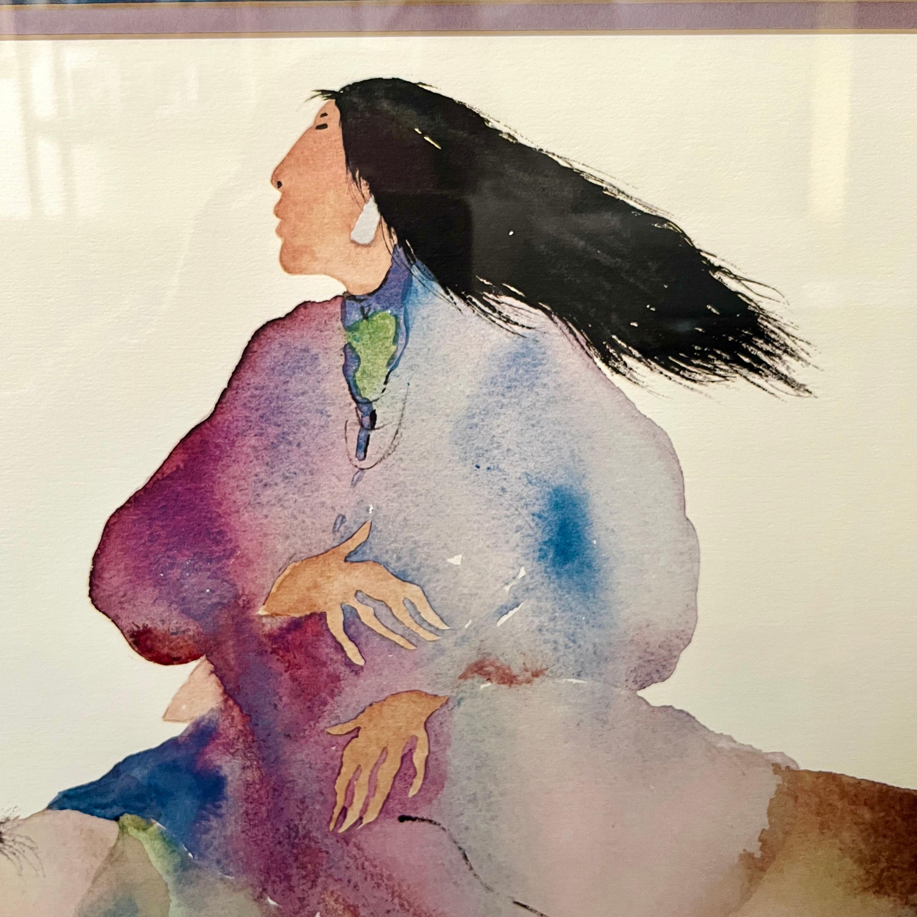 Litografías en acuarela de nativos americanos Carol Grigg, un par en venta 2