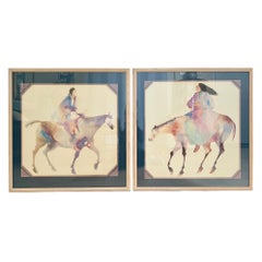 Carol Grigg Native American Watercolor Lithographs, a Pair