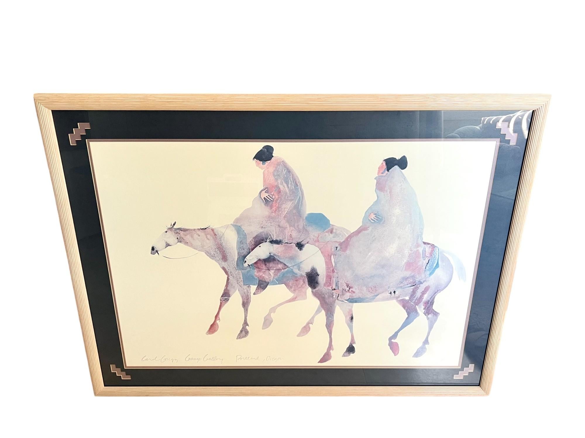 Carol Grigg „Die Guardians“ Aquarelllithographie der amerikanischen Ureinwohner, 1980er Jahre (Indigene Kunst (Nord-/Südamerika)) im Angebot
