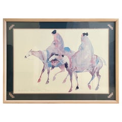 Carol Grigg 'The Guardians' Native American Watercolor Lithograph, 1980s