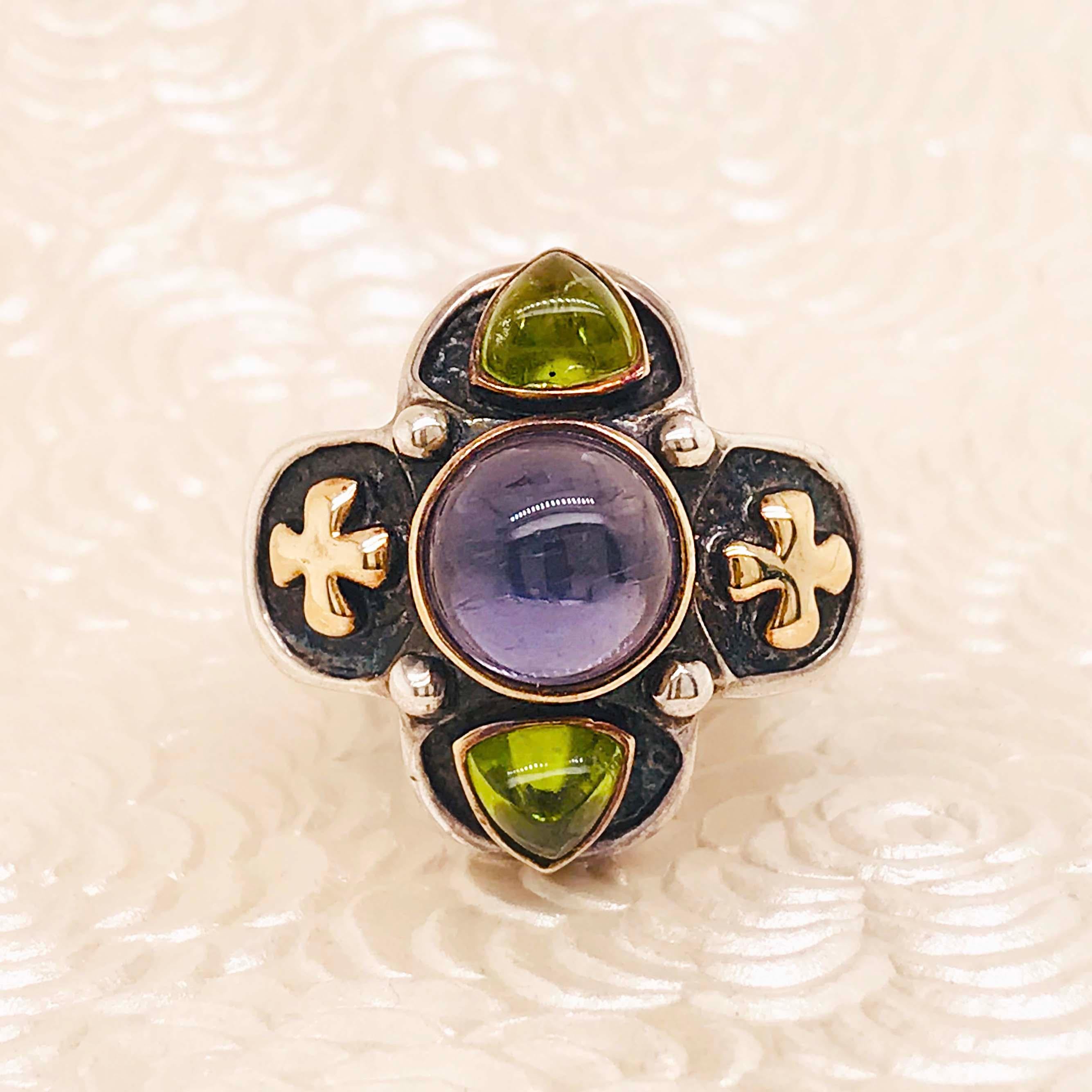 Carol Henry Designs 2,00 Karat Iolith und 1,50 Karat Peridot Ring 14K & Sterling im Angebot 4